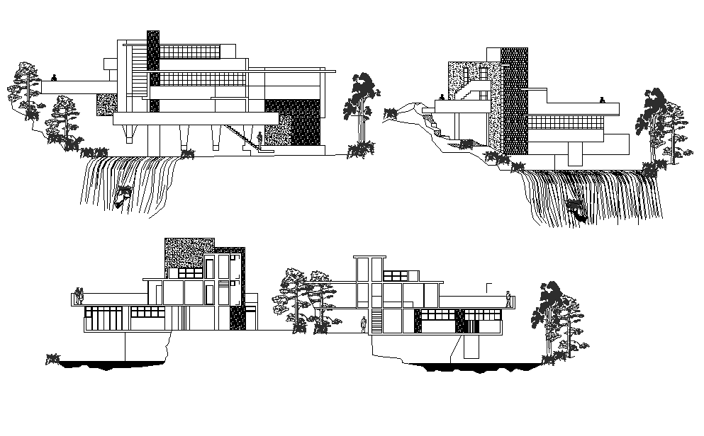 Bungalow elevation dwg file - Cadbull