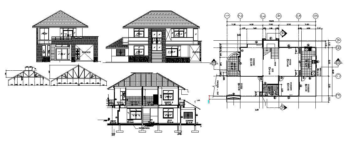 Bungalow plan of with detail dimension in dwg file - Cadbull