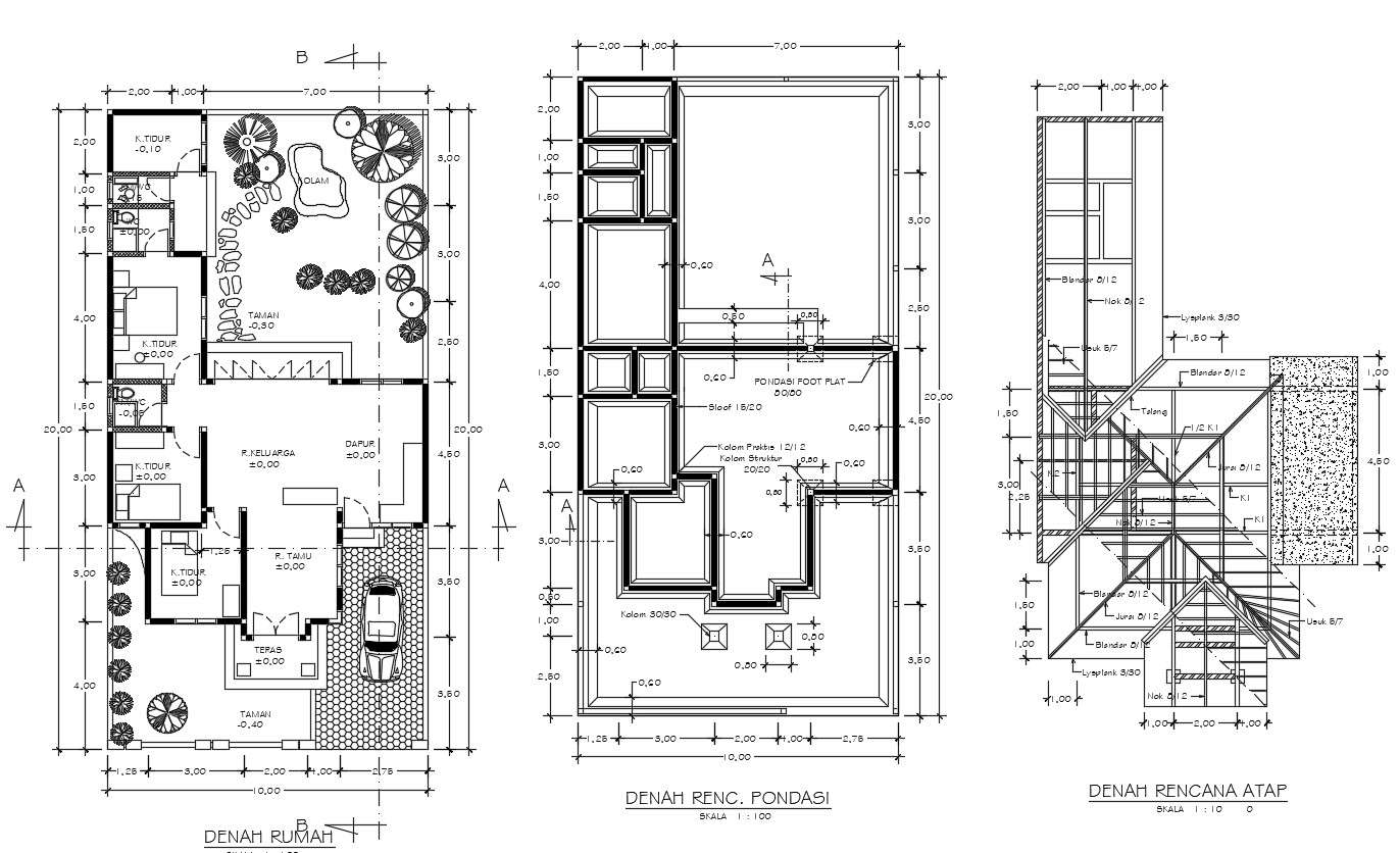 Bungalow Plans With Detail Dimension In Dwg File Cadbull 