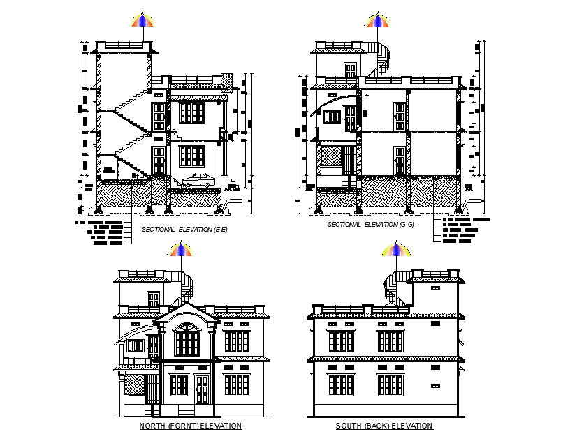 Bungalow exterior elevation detail drawing specified in 