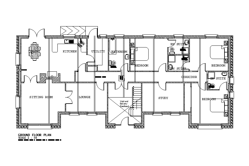 Bungalow floor plan detail presented in this AutoCAD drawing file ...