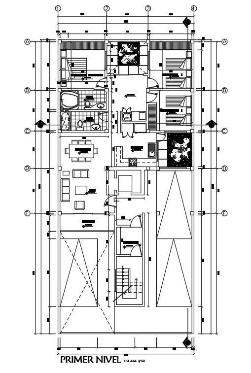Bungalow floor plan furniture design derived in this cad file ...