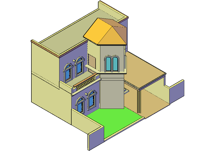 bungalows-3d-view-dwg-file-cadbull