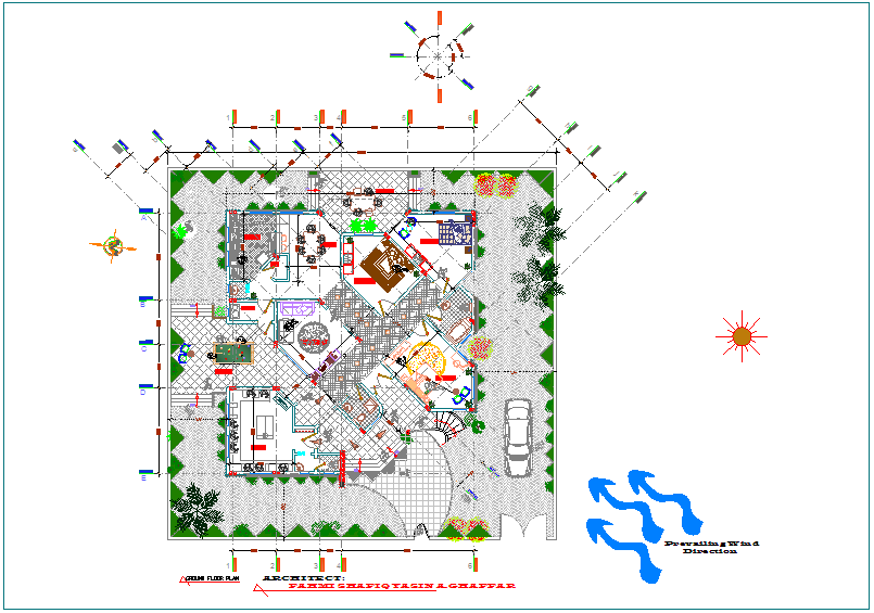 Bungalows Design Plan With Environmental Detail - Cadbull