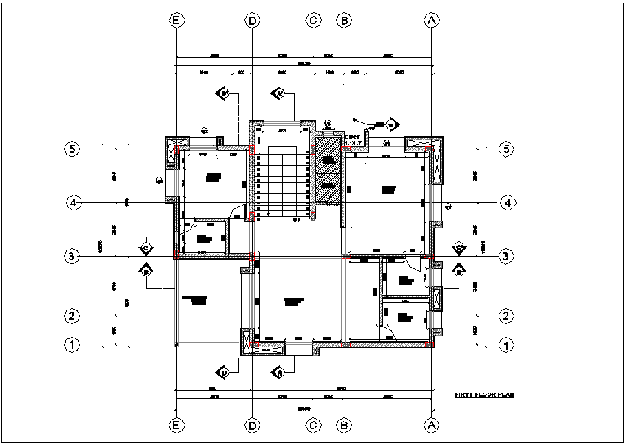 Bungalows first floor plan with architecture view dwg file - Cadbull