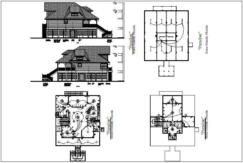 Bungalows Floor Plan With Electrical View Left And Right View Dwg File Cadbull