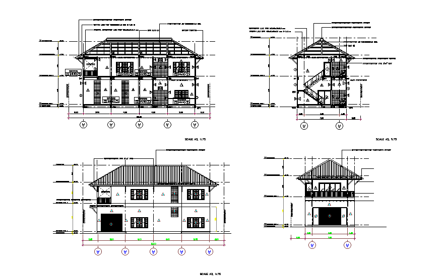 Bungalow Sectional Elevation Detail Stated In This Cad Drawing File