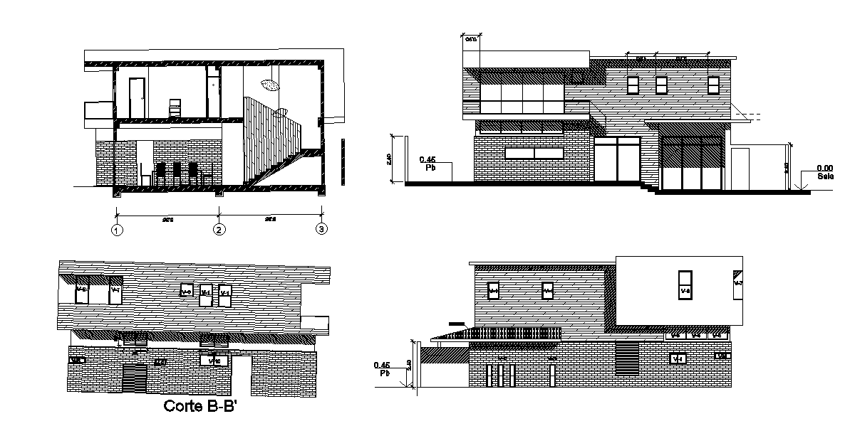 Bungalow section detail drawing defined in this autocad drawing file ...