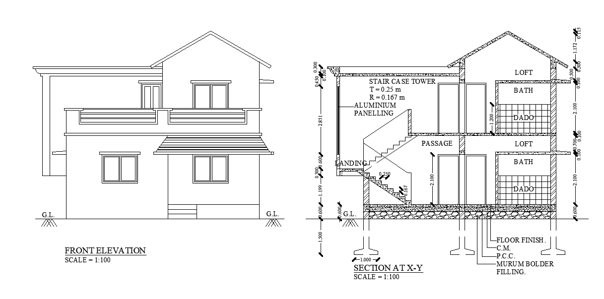 Bungalow section detail drawing stated in this cad drawing file ...