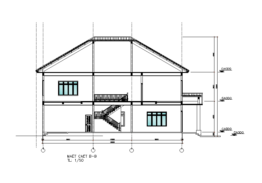 Bungalow section detail presented in this autocad drawing file ...