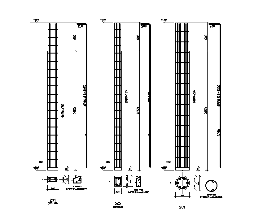 C1,C2 & C3 column detail for 23x14m apartment plan is given in this ...