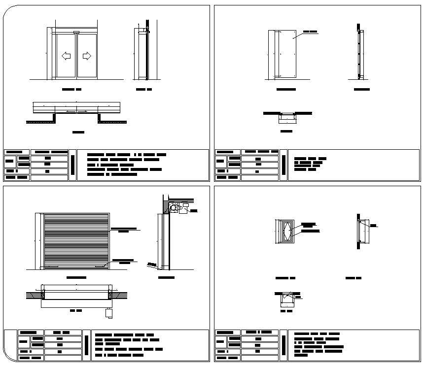 CAD DWG 2D file of the single door, double door, and shutters section ...