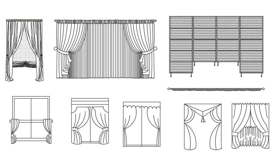 CAD DWG Drawing file of the beautiful door and window curtain blocks ...