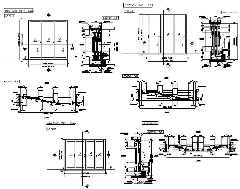 CAD DWG Drawing file of the door and window section and elevation ...