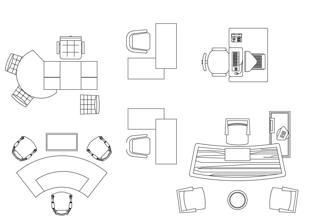 CAD Drawing DWG file of the various types of office tables and chairs ...
