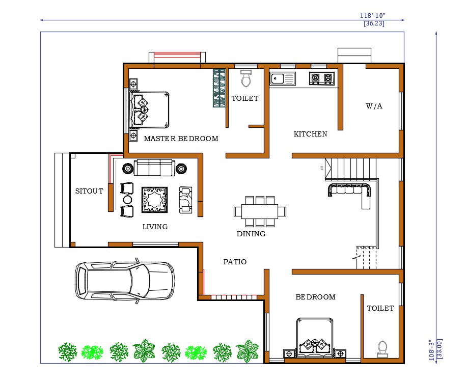 Bhk House Plan With Plot Drawing Dwg Cadbull My XXX Hot Girl