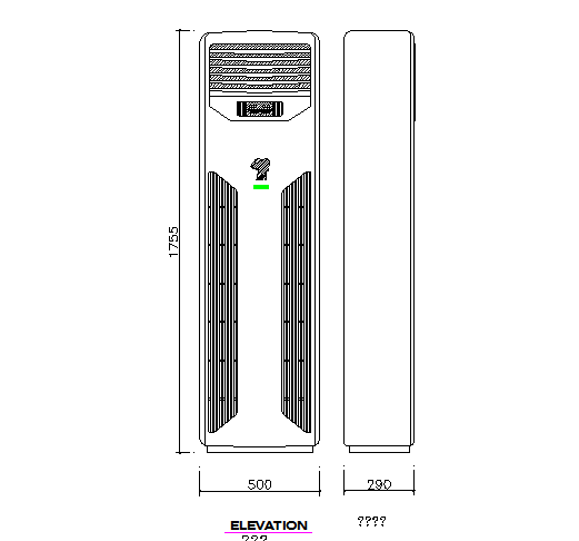 Cabinet Air Conditioning Cad Elevation View Dwg File - Cadbull