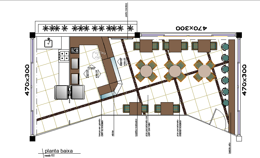 Cafeteria top view layout plan dwg file - Cadbull
