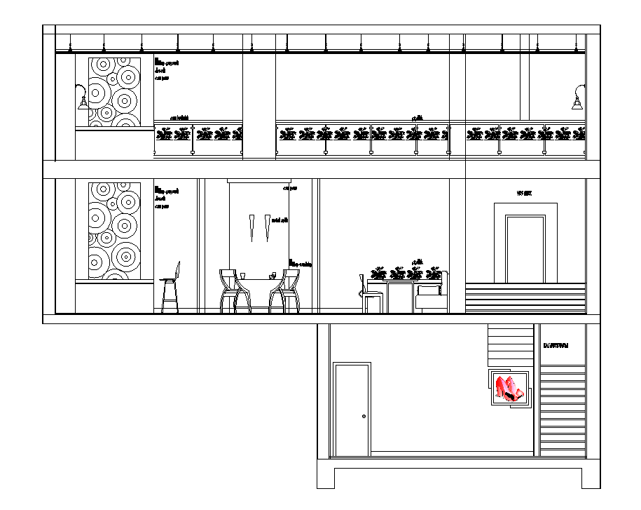Cafeteria Building Section Drawing Download DWG File - Cadbull