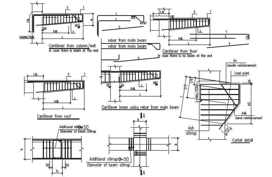 Cantilever Grid Beam Design In Detail Autocad 2d Drawing Dwg File Cad