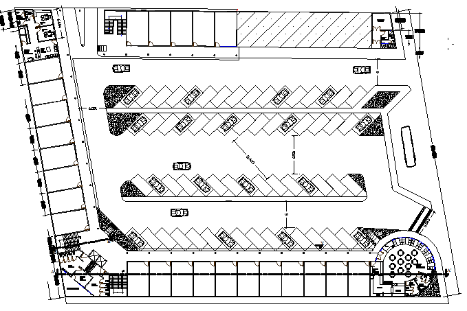 Car parking layout of shopping center dwg file - Cadbull