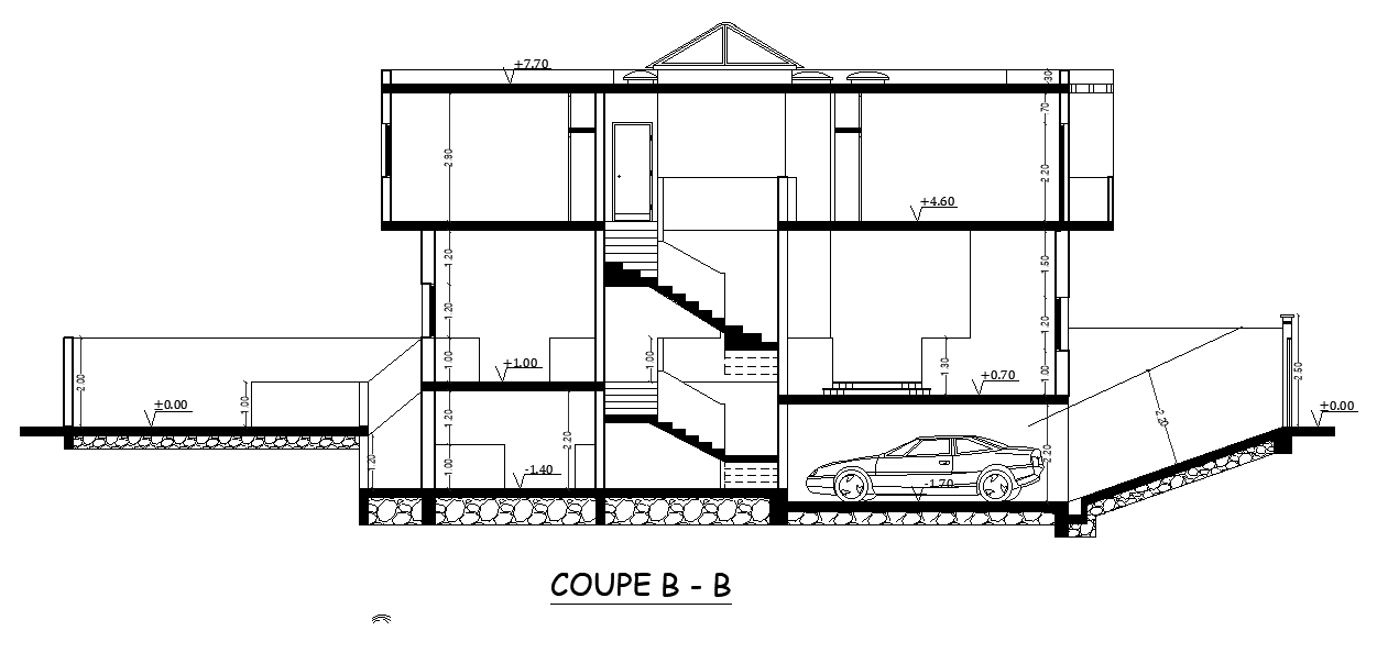 Car Parking house Section CAD Drawing Download DWG File - Cadbull