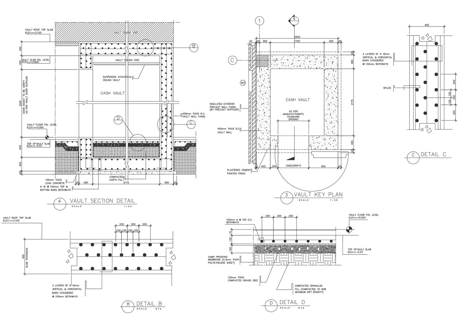 Cash vault details and how to open guide dwg autocad drawing . - Cadbull