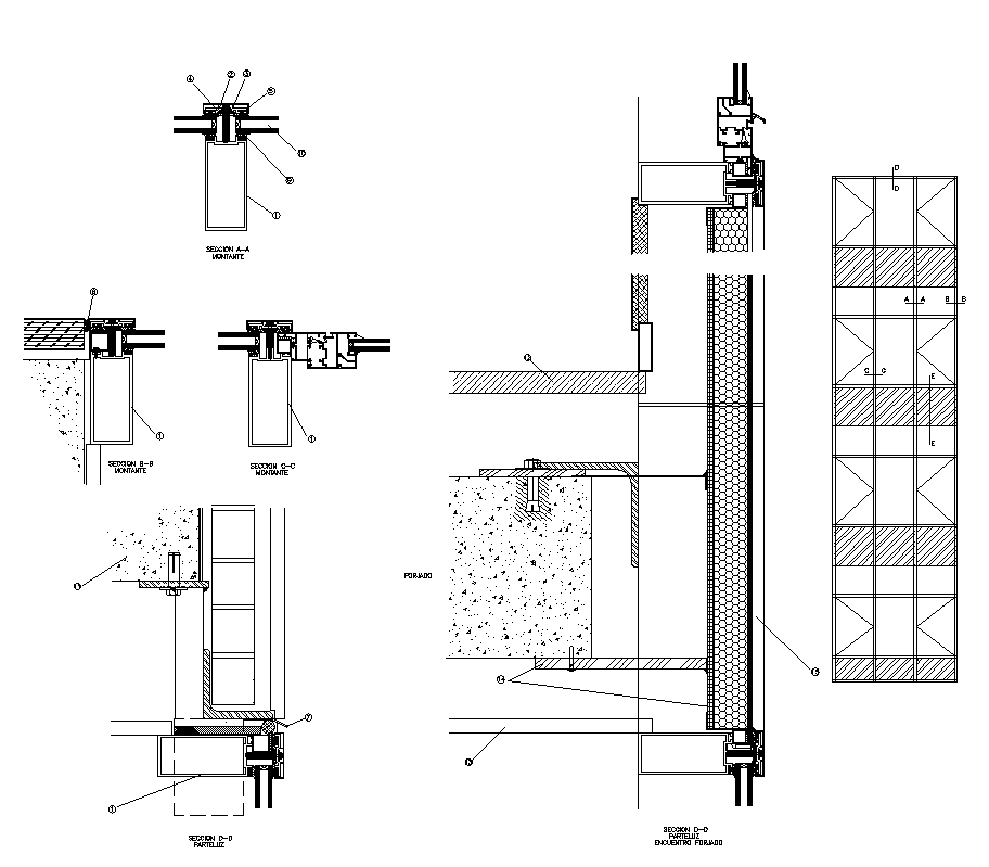 Cavity wall sectional detail elevation 2d view layout file - Cadbull