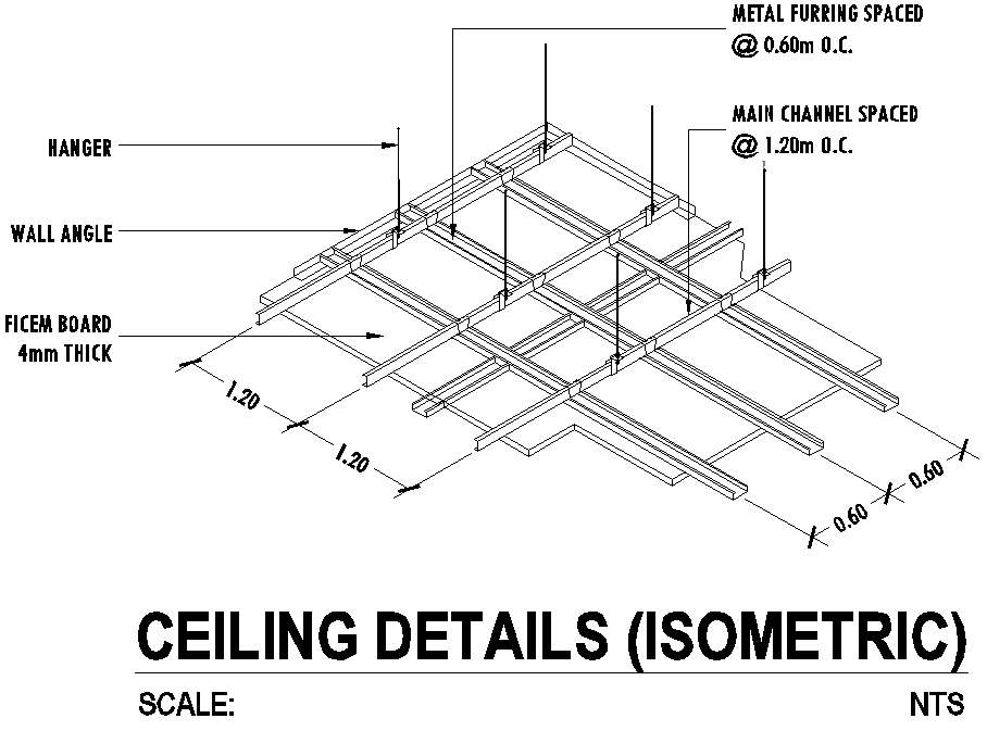 Ceiling Detail In isometric View DWG AutoCAD file - Cadbull