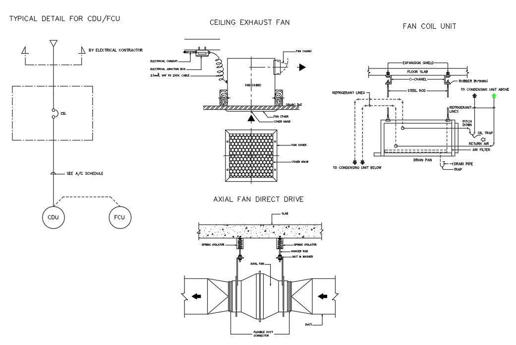 Ceiling Exhaust Fan Installation CAD Drawing DWG File