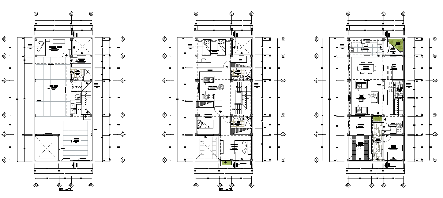 Centre line home plan detail dwg file - Cadbull