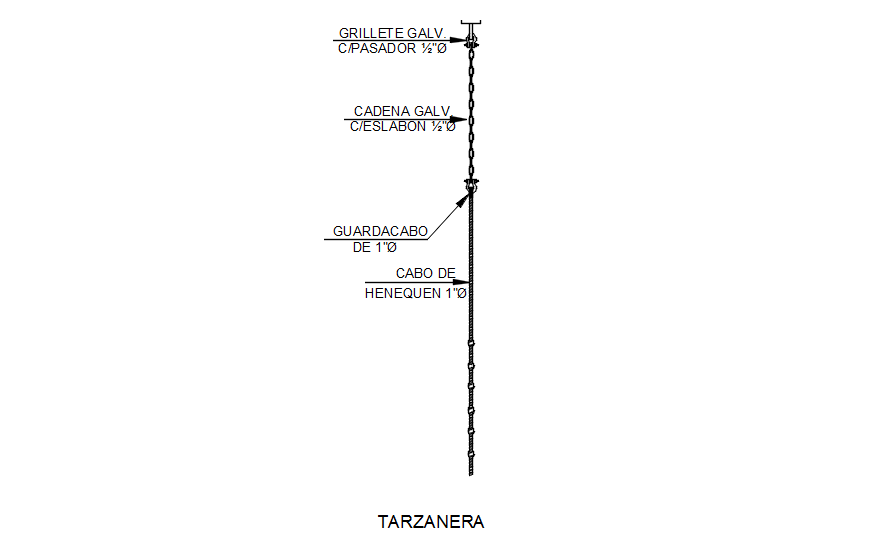 Chain Attached With Rope Design With Detail Autocad Drawing Dwg File ...