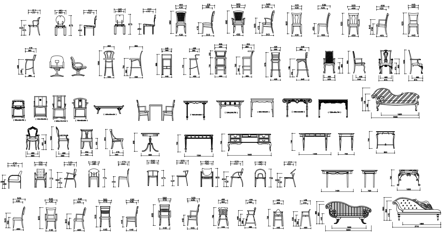 Chair CAD Blocks With Measurement Detail Download DWG File - Cadbull
