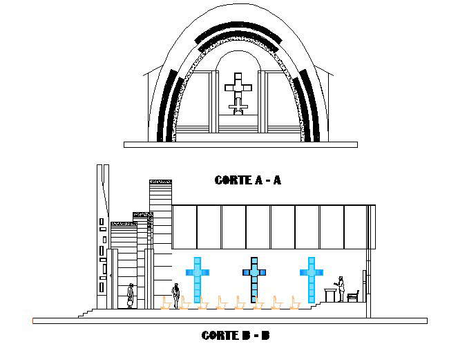 Chapel section detail dwg file - Cadbull