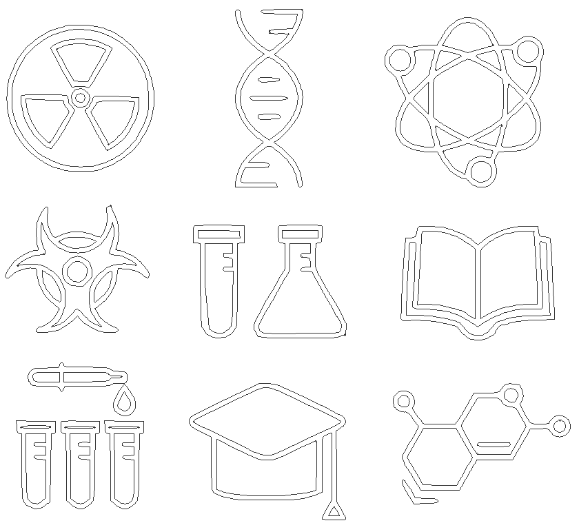 Chemistry laboratory icons design DWG AutoCAD drawing - Cadbull