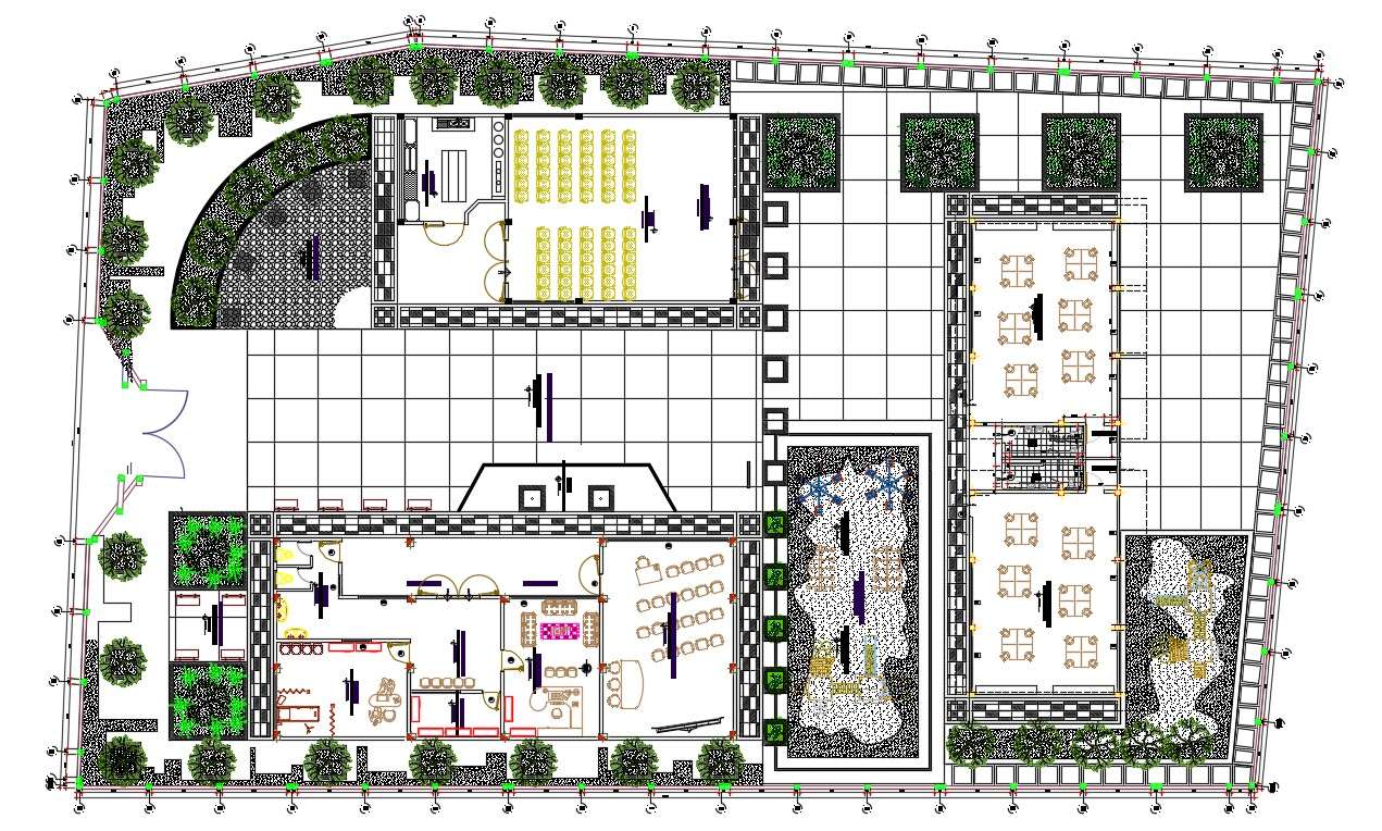 Children School Ground Floor Plan With Landscaping Design