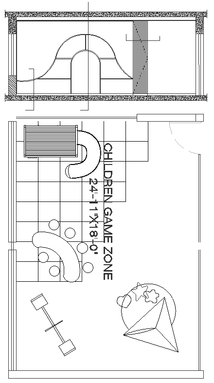 Children game zone elevation design with detailed dimensions dwg ...