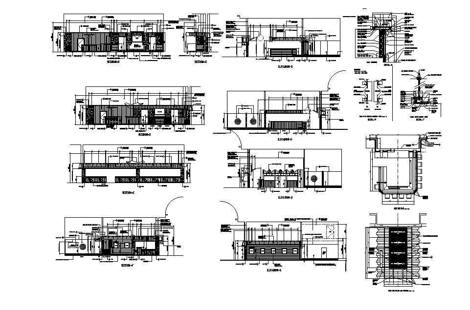 Chili Kitchen Building Sectional Elevation Design DWG File - Cadbull