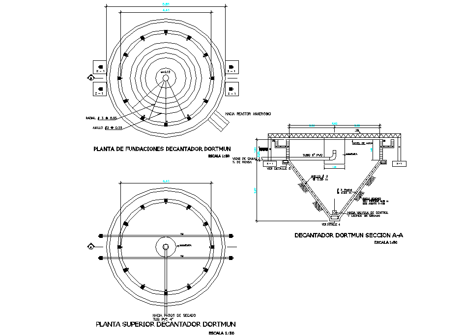 Circular tank plan and section layout file Cadbull