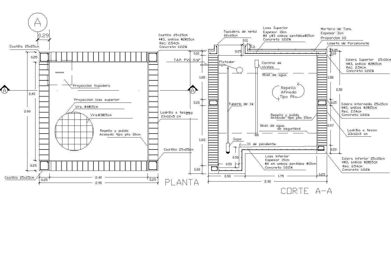 Detail Of Cistern Operation 2d View Cad Drawings Dwg Autocad File