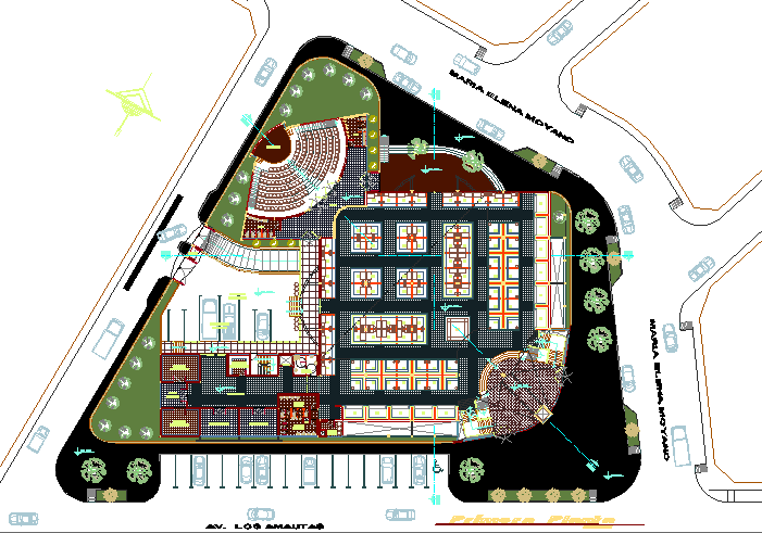 City market landscaping details with plan dwg file - Cadbull