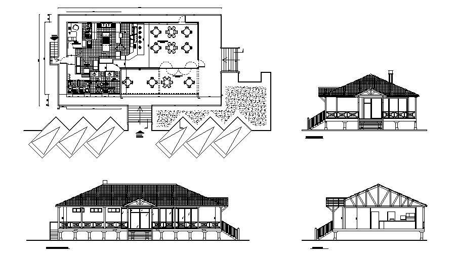 Classic Restaurant Elevation Section And Plan Cad Drawing Details Dwg File Cadbull