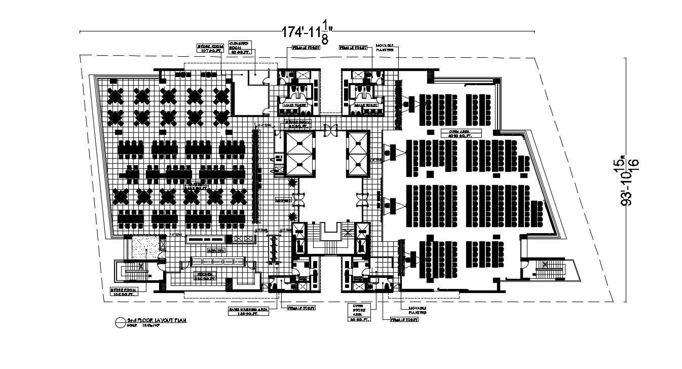 Canteen layout plan in DWG file Cadbull