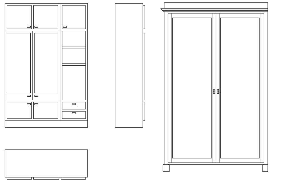 Closet Cupboard Elevation Blocks Free Drawing - Cadbull