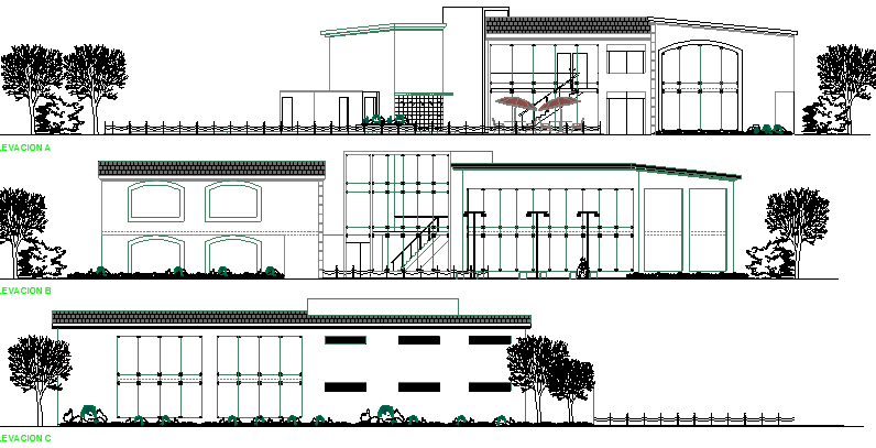 Club House Design and Elevation and Section Plan dwg file - Cadbull