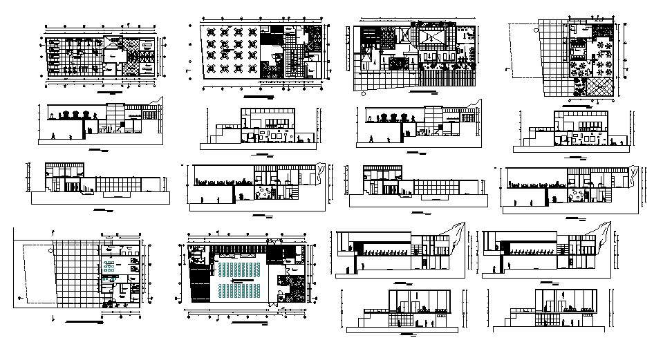 Club House Floor Planelevation And Section View Dwg File Images