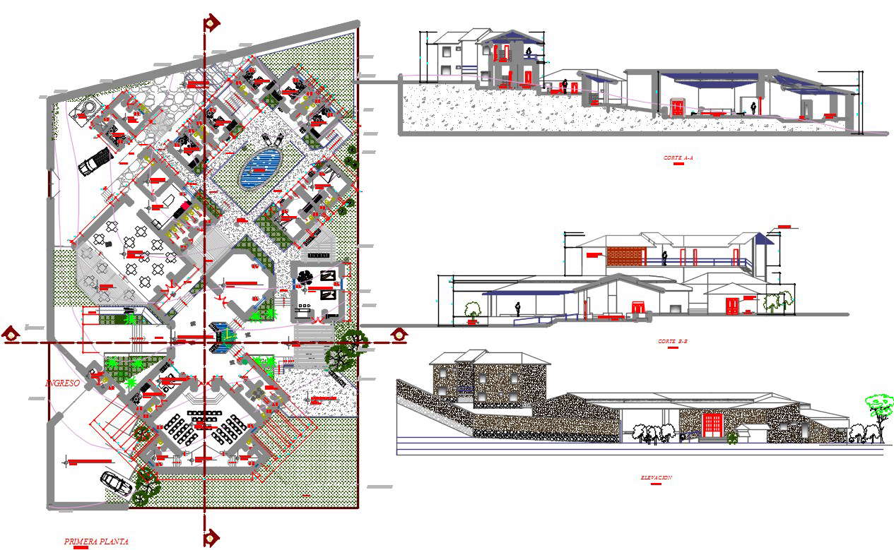 club-house-master-plan-and-building-section-and-elevation-drawing-dwg