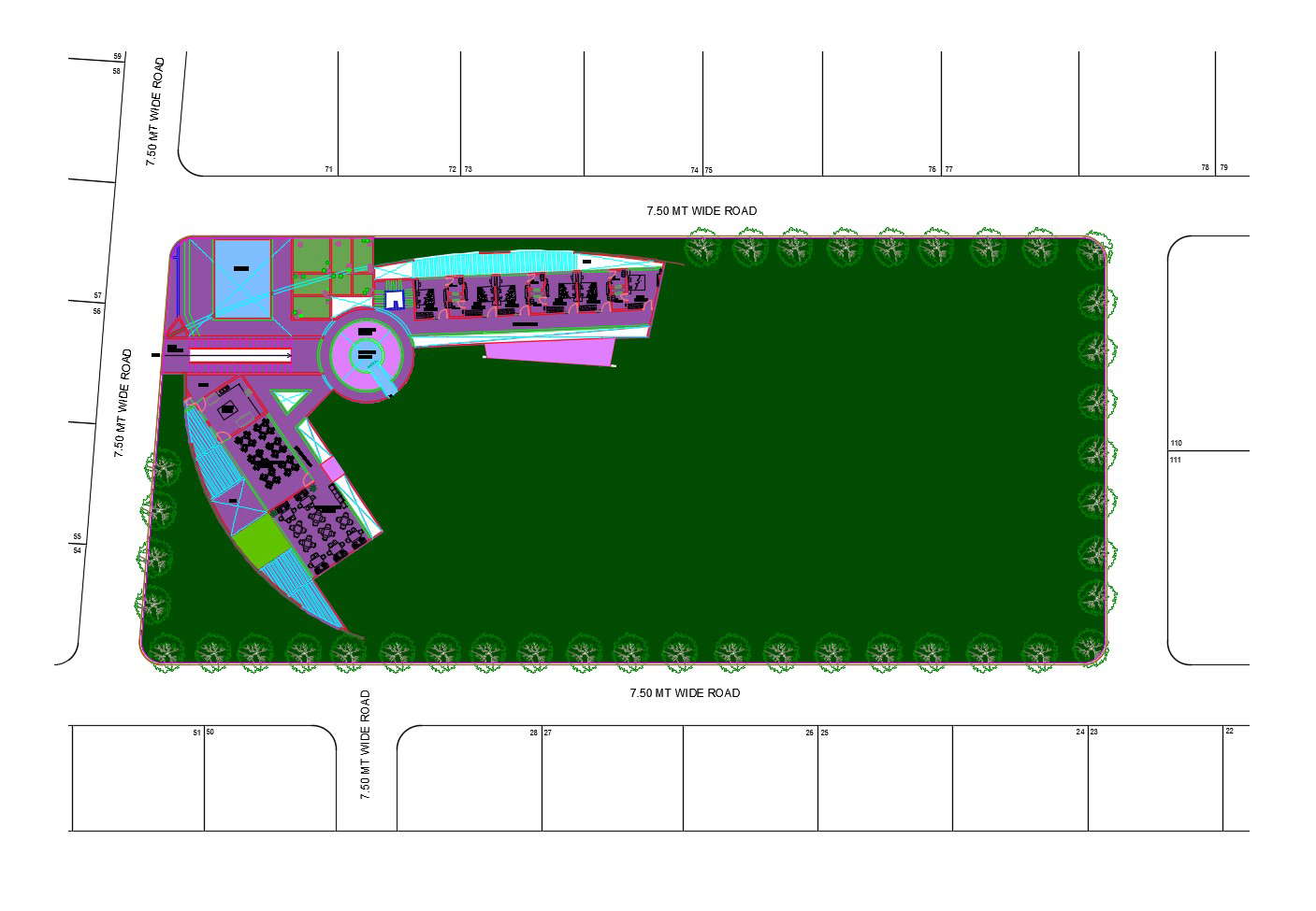 Club House Plan Layout Dwg