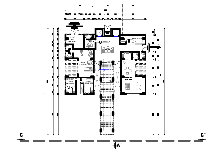 Clubhouse floor plan detail drawing presented in this AutoCAD file ...