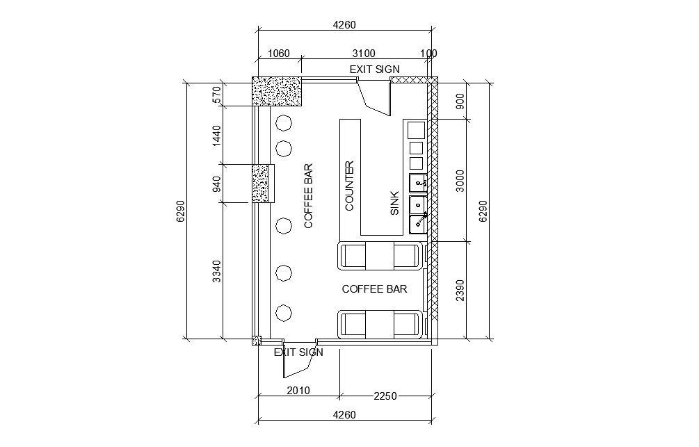 Coffee Bar Layout Plan AutoCAD Drawing DWG File Cadbull